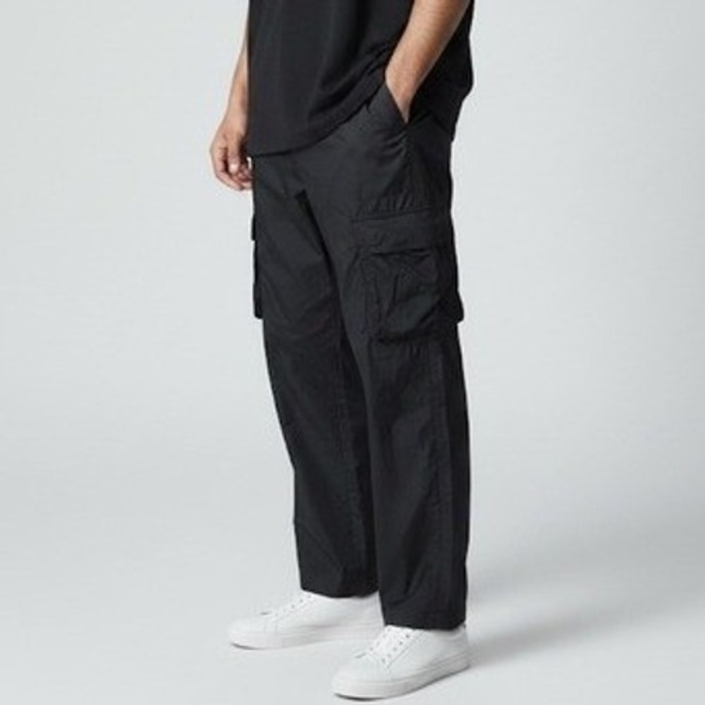 BP Mens Black Cotton Cargo Pants Straight Leg Utility Trousers BP473342MN Size M